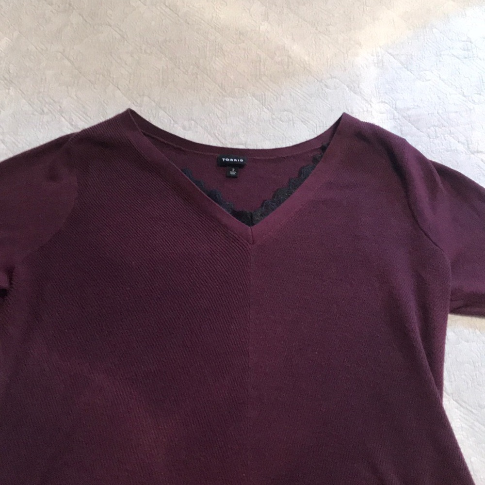 Torrid super soft purple sweater with lace front!!